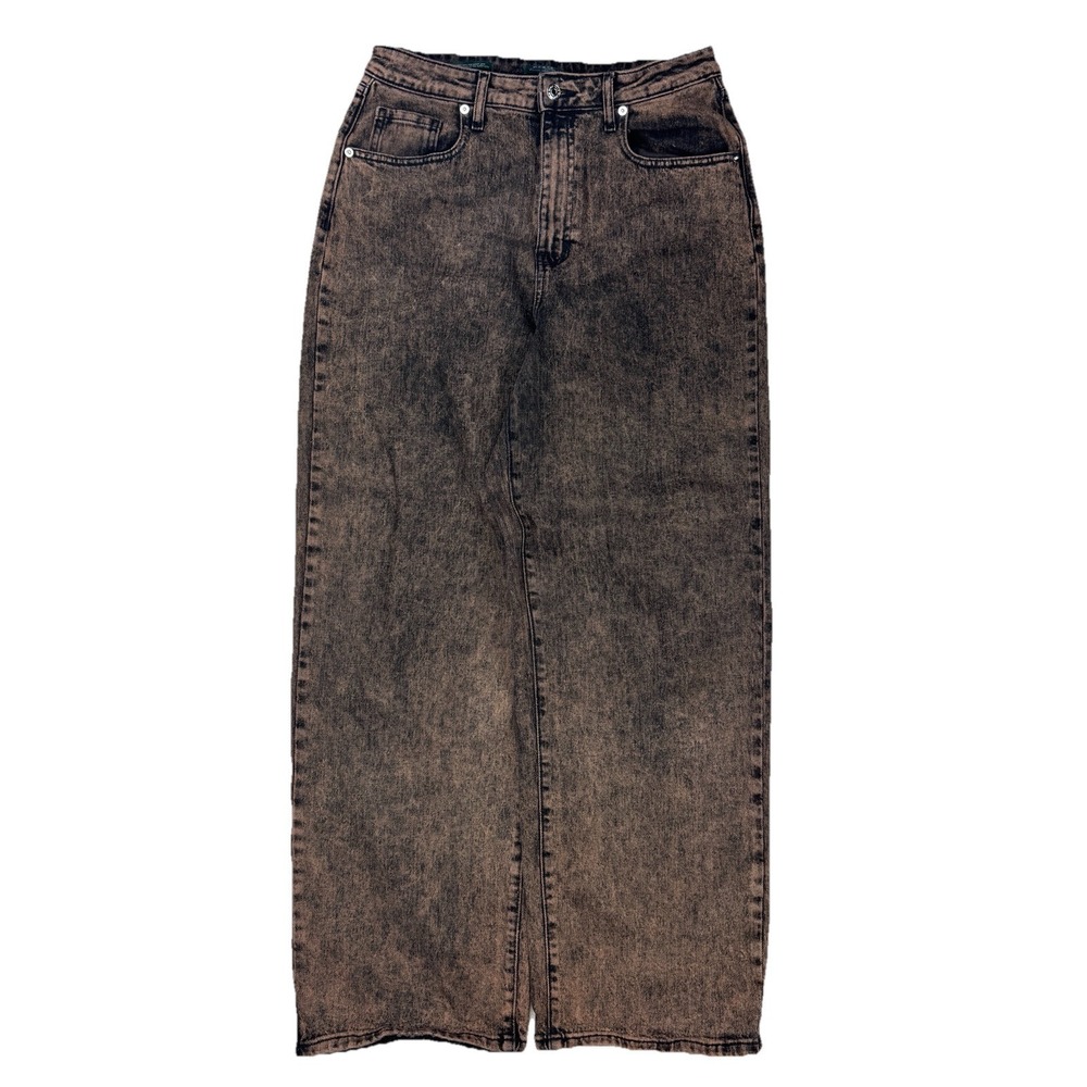 Wild Fable Super High‎ Rise Tapered Jeans Women's 16 Brown Stone Wash Wide Leg